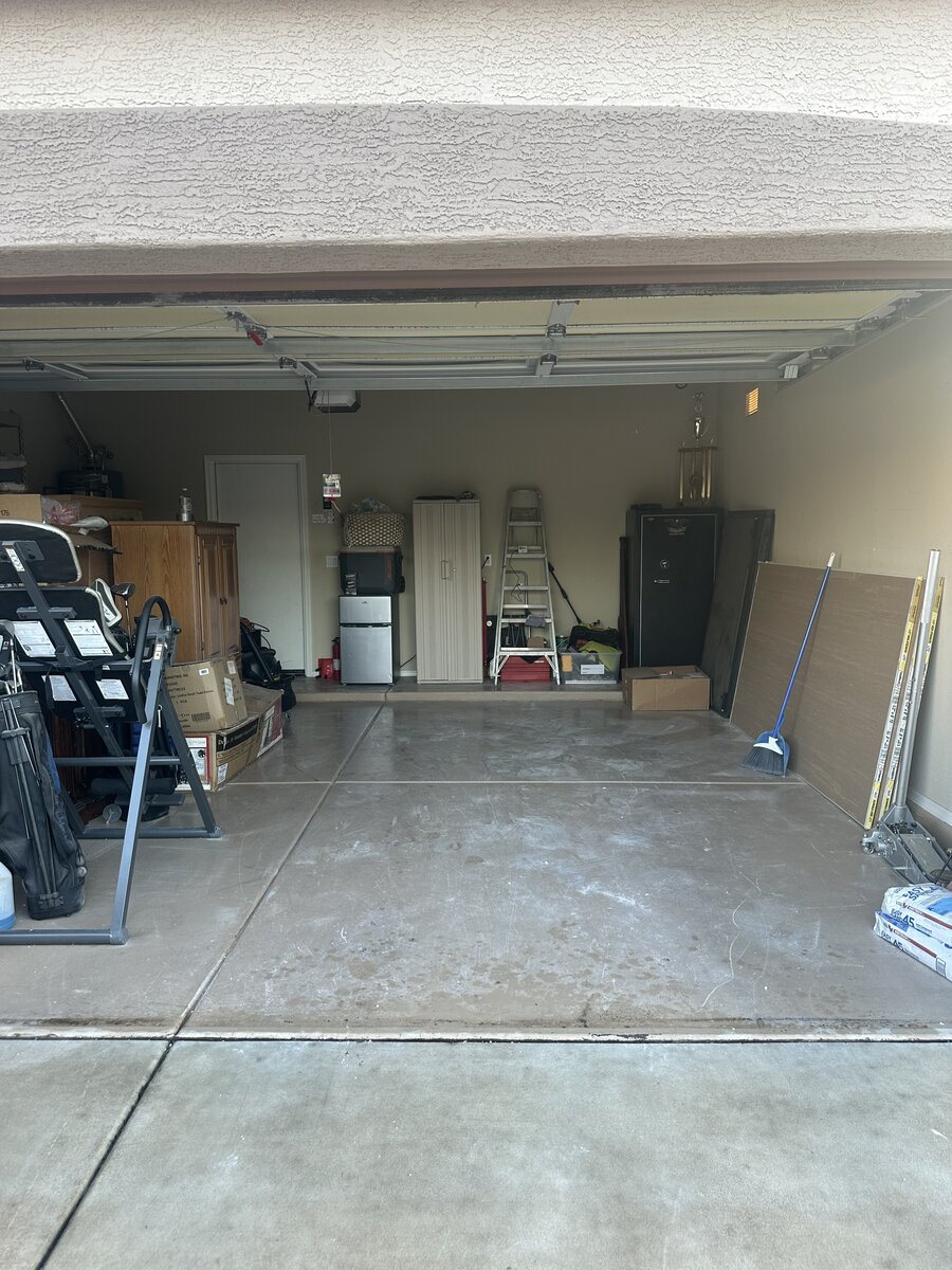 After: cleared garage, swept clean